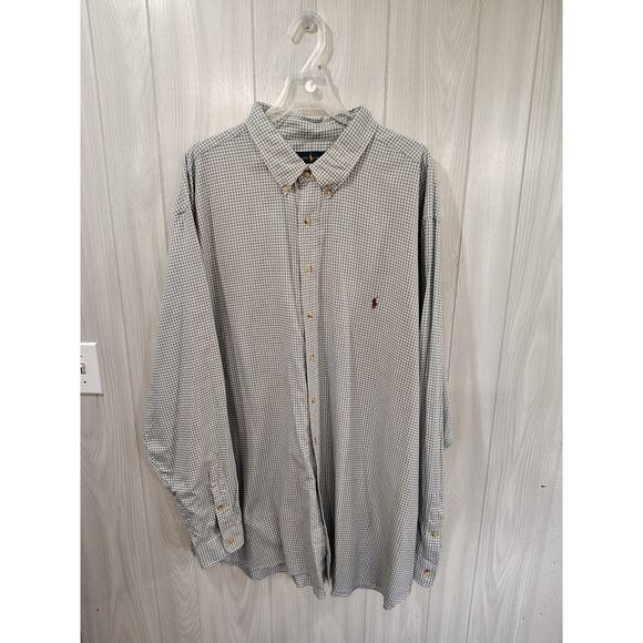 Polo Ralph Lauren Men’s 4XLT Tall Button Down Shirt Green Plaid Long Sleeve Prep - Picture 1 of 8
